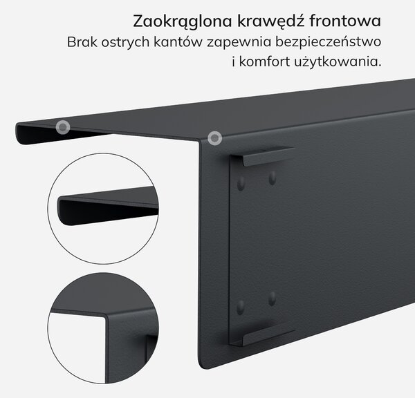 Półka wisząca JOANNE 1200 mm, antracytowa