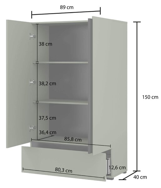 MebleMWM Bieliźniarka 2D1S CROSS S | Zielony