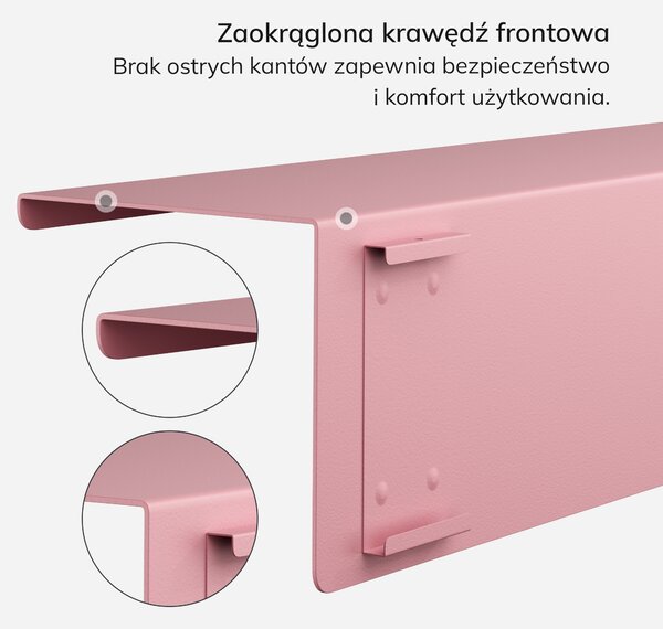 Półka wisząca JOANNE 700 mm, Fresh Style: pudrowy róż