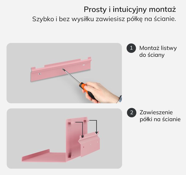 Półka wisząca JOANNE 400 mm, Fresh Style: pudrowy róż
