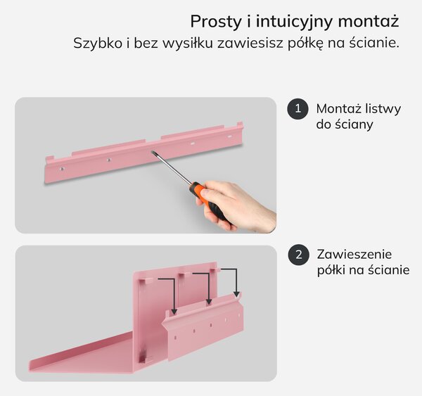 Półka wisząca JOANNE 700 mm, Fresh Style: pudrowy róż