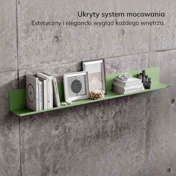 Półka wisząca metalowa pastelowy zielony, 1200 mm: JOANNE Fresh Style