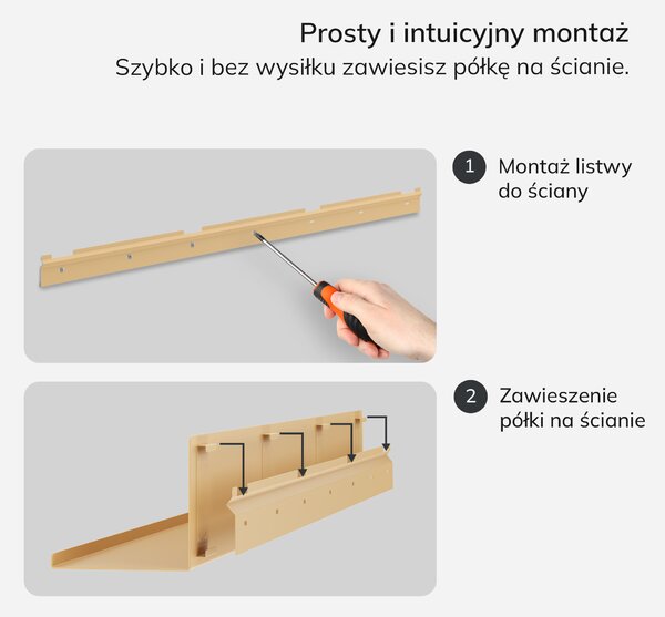 Półka wisząca metalowa beżowa, 1200 mm: JOANNE Fresh Style