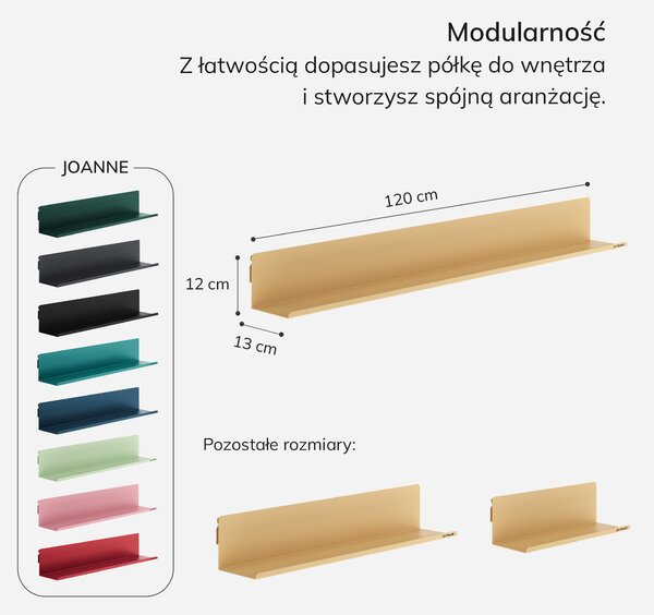Półka wisząca metalowa beżowa, 1200 mm: JOANNE Fresh Style