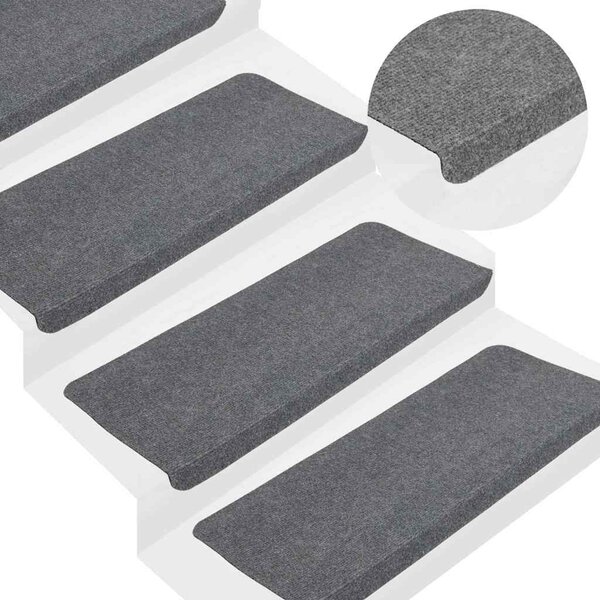 Maty na schody samoprzylepne 30 szt. Szare 65x24,5x3,5 cm