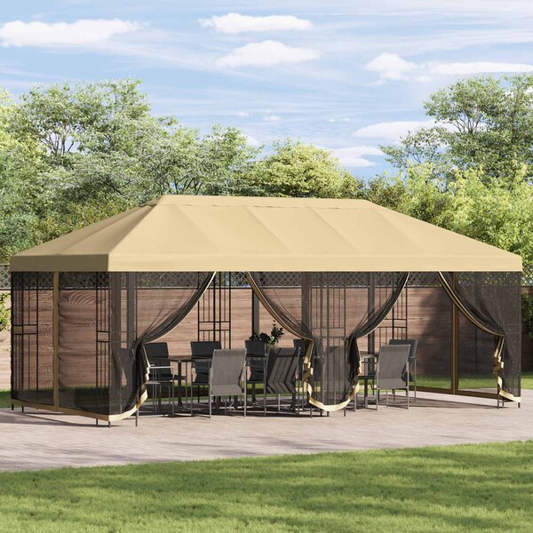 Altana z bokami 6 x 3 m kremowy Poliester i Stal 190 gsm