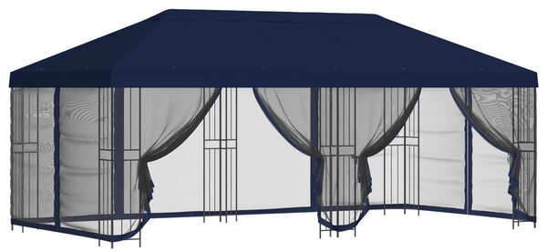 Altana z bokami 6 x 3 m niebieski Poliester i Stal 190