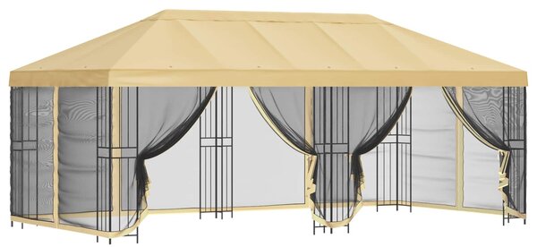 Altana z bokami 6 x 3 m kremowy Poliester i Stal 190 gsm