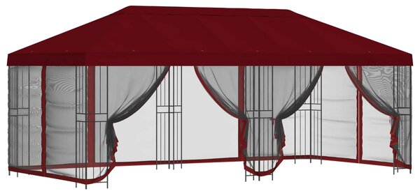 Altana z bokami 6 x 3 m bordowy Poliester i Stal 190