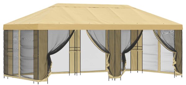 Altana ogrodowa ze ścianami bocznymi 6 x 3 m kremowy