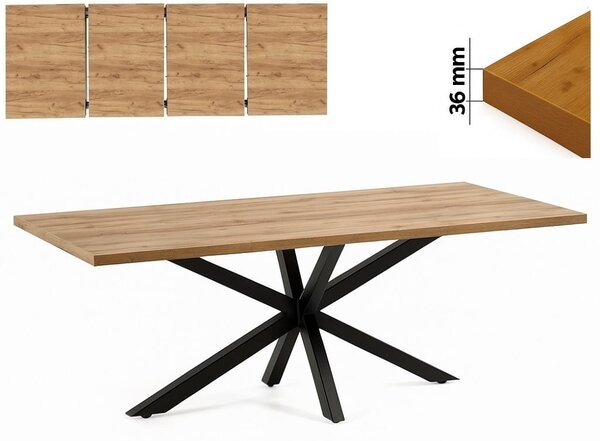 Stół 70x120/210 cm prostokątny rozkładany, blat 3,6 cm nogi Metalowe Czarne „ Pająk ” I ArtDHome
