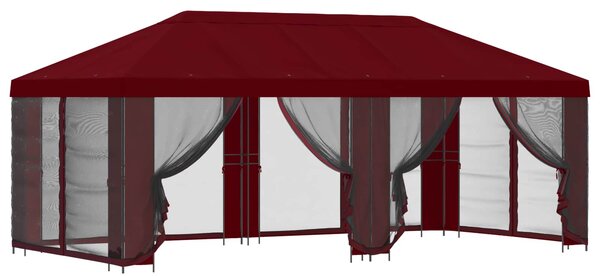 Altana ogrodowa ze ścianami bocznymi 6 x 3 m bordowy