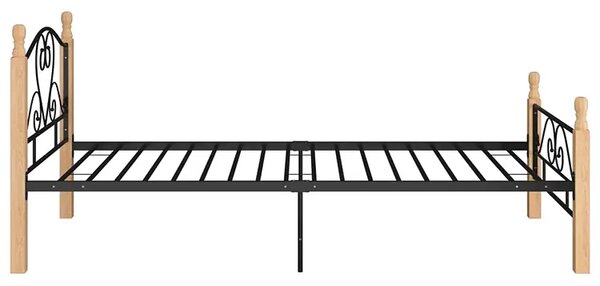 Metalowe Łóżko Czarny Jednoosobowe + Jasny Dąb 90X200 Cm E6-T56