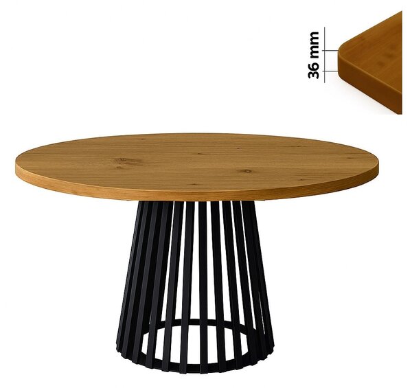 Stół 120 cm okrągły nierozkładany, blat 3,6 cm, podstawa Metalowa „ Lamele ” I ArtDHome