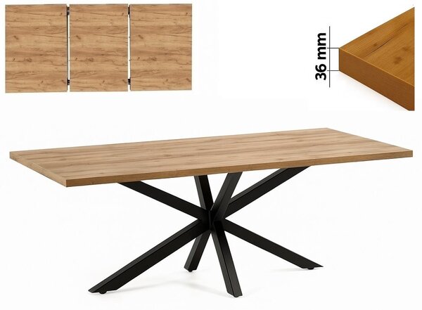 Stół 70x120/170 cm prostokątny rozkładany, blat 3,6 cm nogi Metalowe Czarne „ Pająk ” I ArtDHome