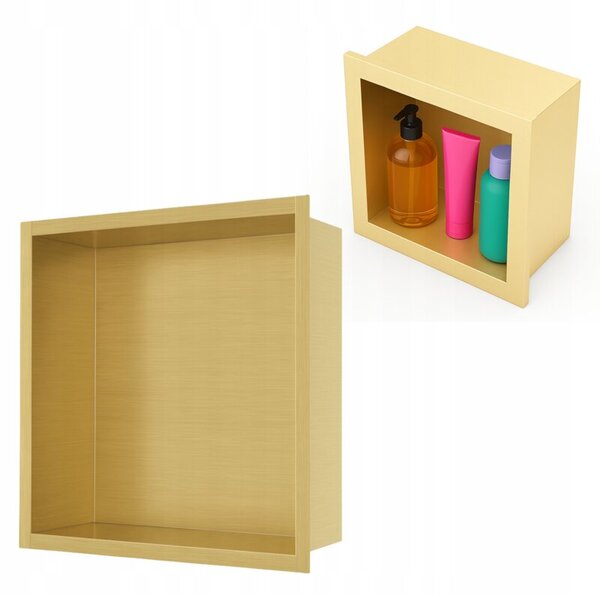 Półka łazienkowa wnękowa Estiva FALEZA Gold 30x30x10 cm złota szczotkowana 1 szt