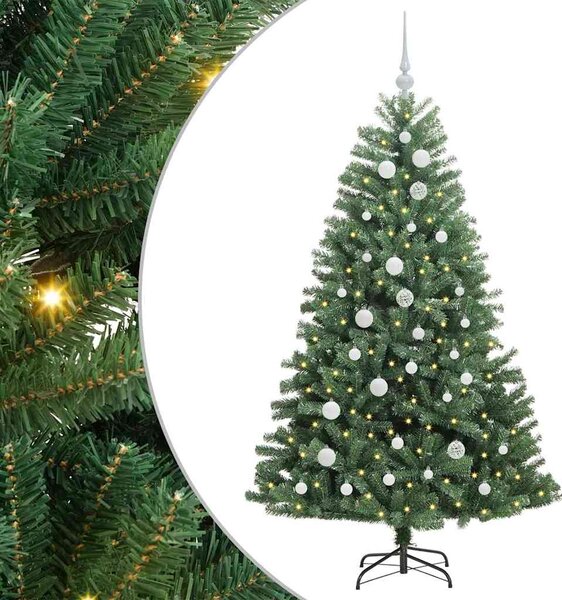 Sztuczna choinka z zawiasami Zielony 150 cm PVC i Metal