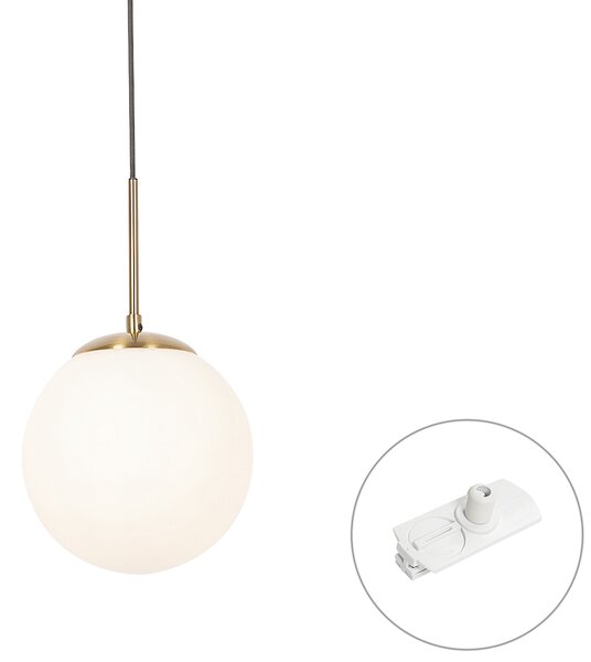 Lampa wisząca w stylu Art Deco złota z opalowym szkłem z adapterem szynowym białym 1-fazowa - Iconic Flore
