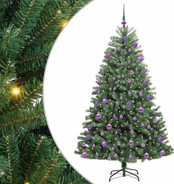 Sztuczna choinka z zawiasami Zielony 210 cm PVC i Metal