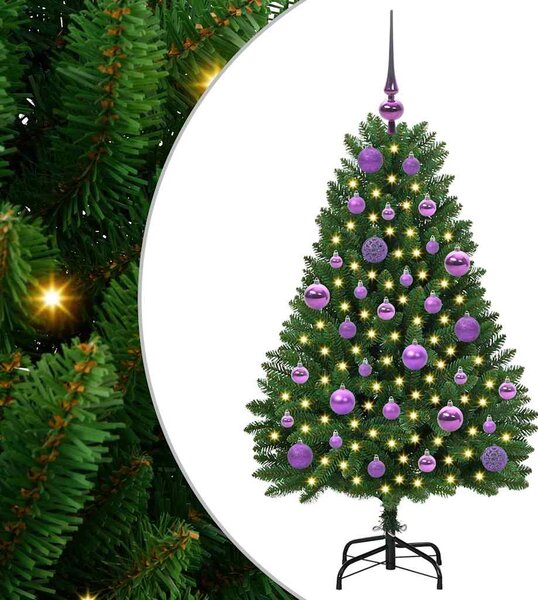 Sztuczna choinka z 150 diodami LED Zielony 120 cm PVC i Metal