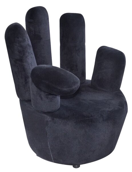 Fotel w kształcie dłoni, czarny, aksamit