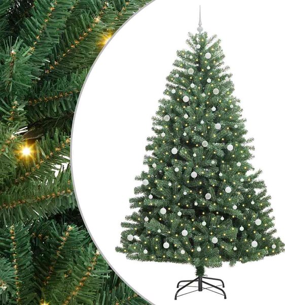 Sztuczna choinka z zawiasami Zielony 240 cm PVC i Metal