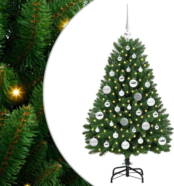 Sztuczna choinka z 150 diodami LED Zielony 120 cm PVC i Metal
