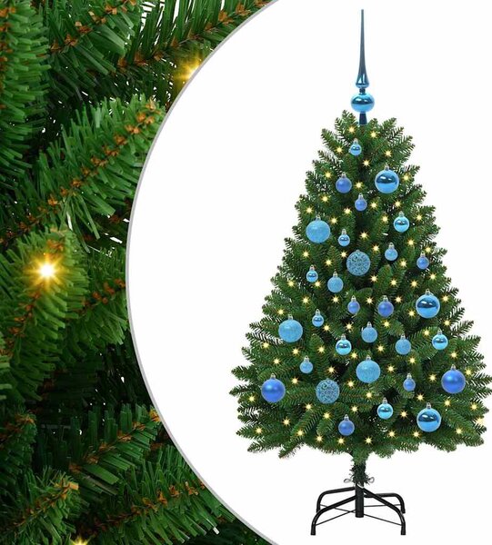 Sztuczna choinka z zawiasami zielony 120 cm PVC i stal 150 LED