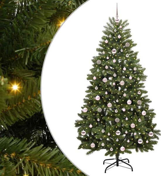 Sztuczna choinka z 300 diodami LED Zielony 210 cm PVC i Metal