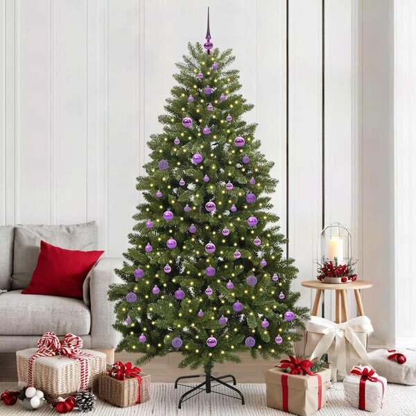 Sztuczna choinka z 300 diodami LED Zielony 210 cm PVC i Metal