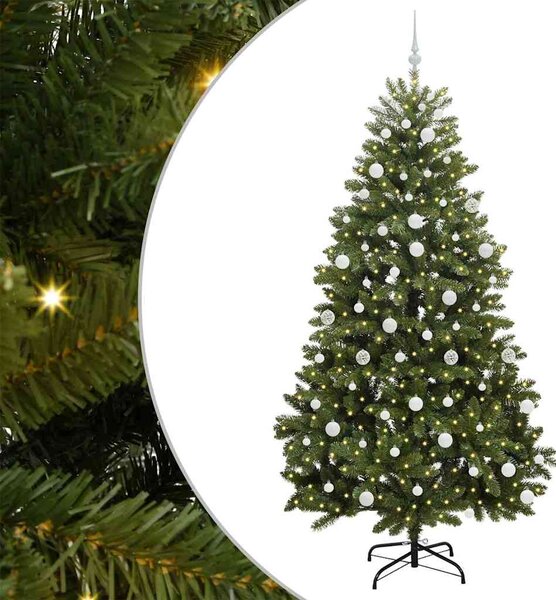 Sztuczna choinka z 300 diodami LED Zielony 210 cm PVC i Metal