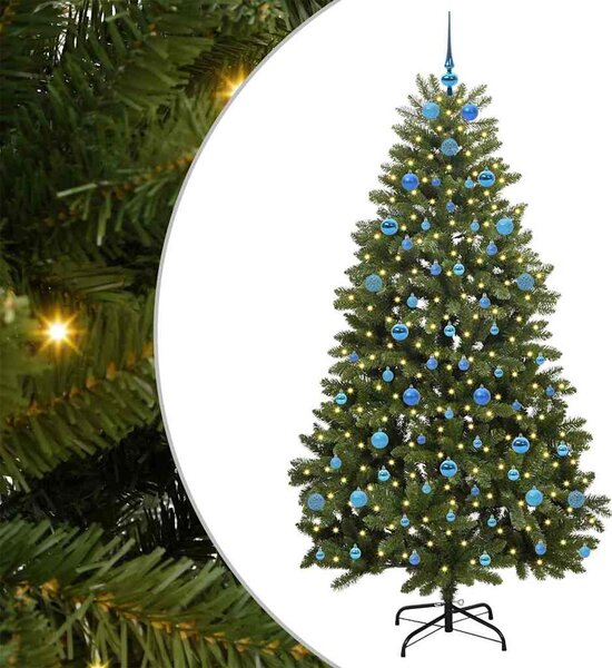 Sztuczna choinka z zawiasami zielony 210 cm PVC i stal 300 LED