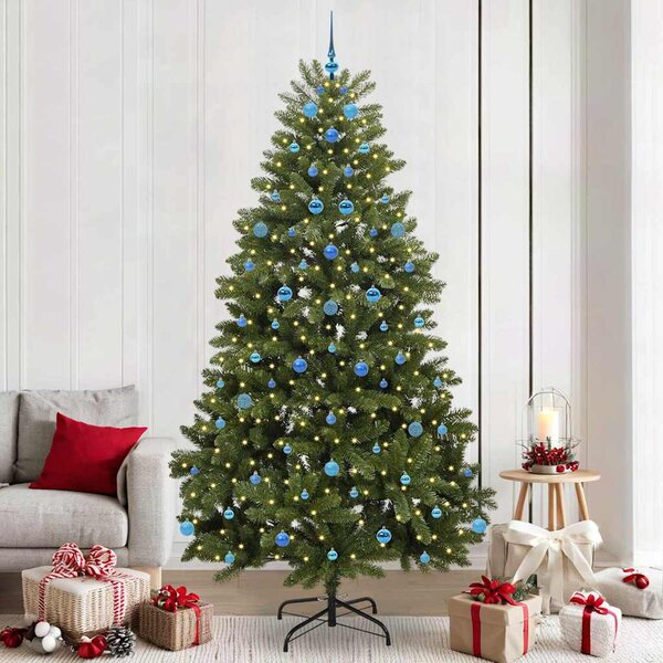 Sztuczna choinka z zawiasami zielony 240 cm PVC i stal 300 LED