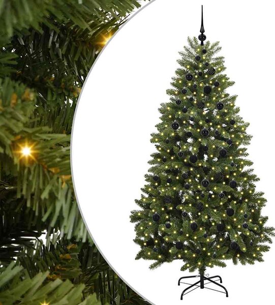 Sztuczna choinka z 300 diodami LED Zielony 210 cm PVC i Metal