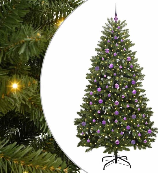 Sztuczna choinka z 300 diodami LED Zielony 210 cm PVC i Metal