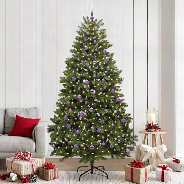 Sztuczna choinka z 300 diodami LED Zielony 240 cm PVC i Metal