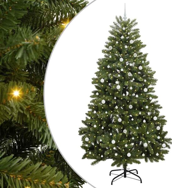 Sztuczna choinka z 300 diodami LED Zielony 240 cm PVC i Metal