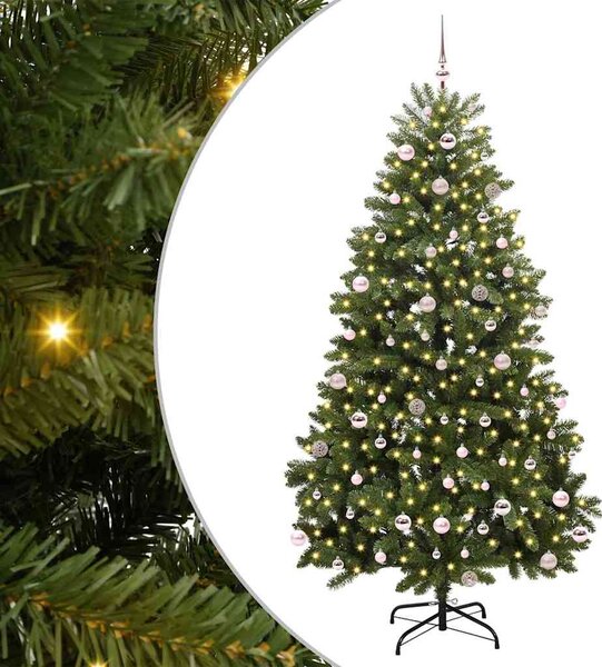 Sztuczna choinka z 300 diodami LED Zielony 240 cm PVC i Metal