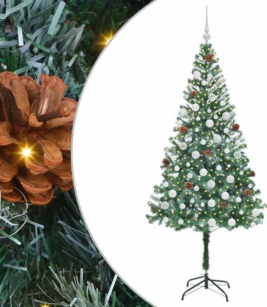 Sztuczna choinka z 300 diodami LED Zielony 180 cm PVC i stal