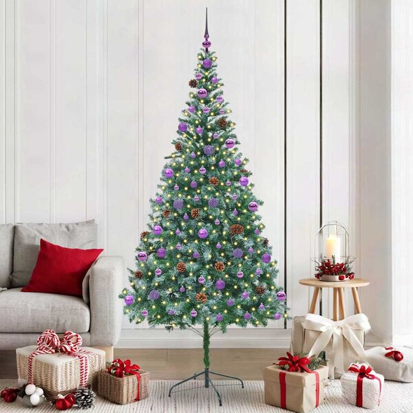Sztuczna choinka z 300 diodami LED Zielony 210 cm PVC i stal