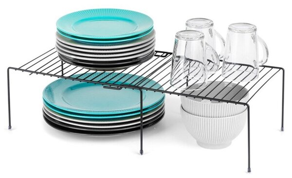 Półka kuchenna metalowa czarna rozsuwana 34,5-48 cm