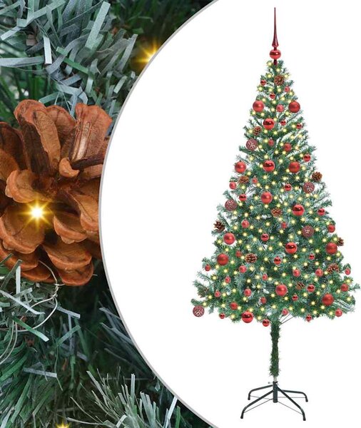 Sztuczna choinka z 300 diodami LED Zielony 180 cm PVC i stal
