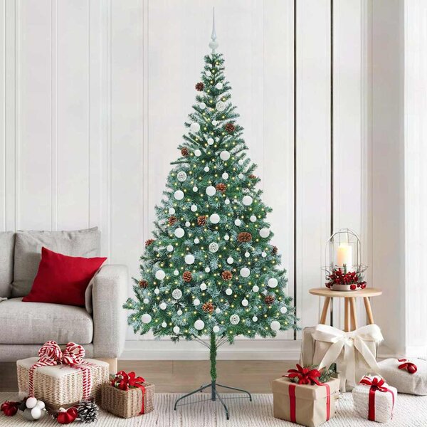 Sztuczna choinka z 300 diodami LED Zielony 210 cm PVC i stal