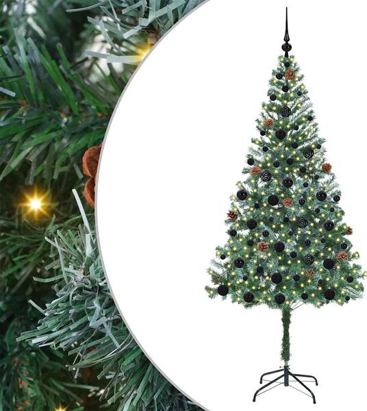 Sztuczna choinka z 300 diodami LED Zielony 180 cm PVC i stal