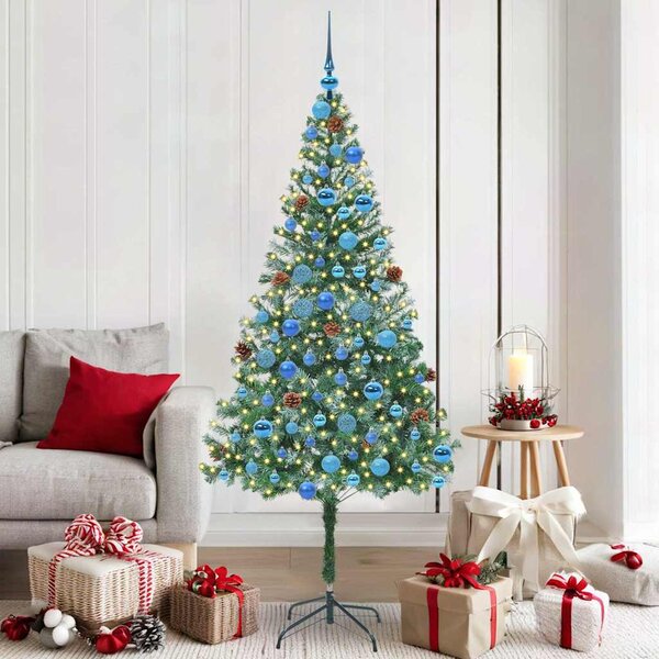 Sztuczna choinka z 300 diodami LED Zielony 180 cm PVC i stal