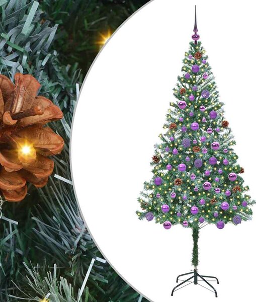 Sztuczna choinka z 300 diodami LED Zielony 180 cm PVC i stal