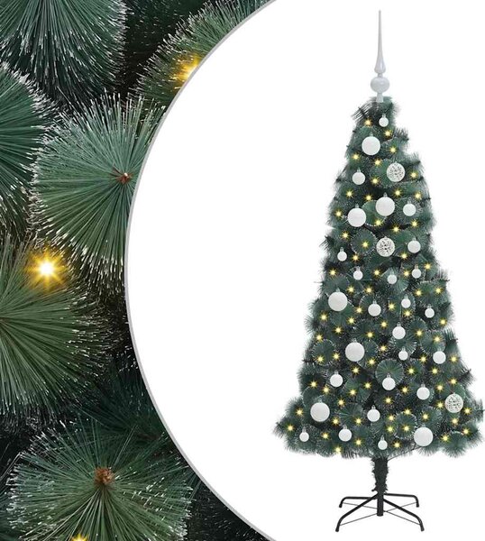 Sztuczna choinka z lampkami i zestawem bombek Zielony 120 cm