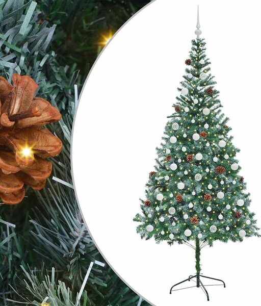 Sztuczna choinka z 300 diodami LED Zielony 210 cm PVC i stal