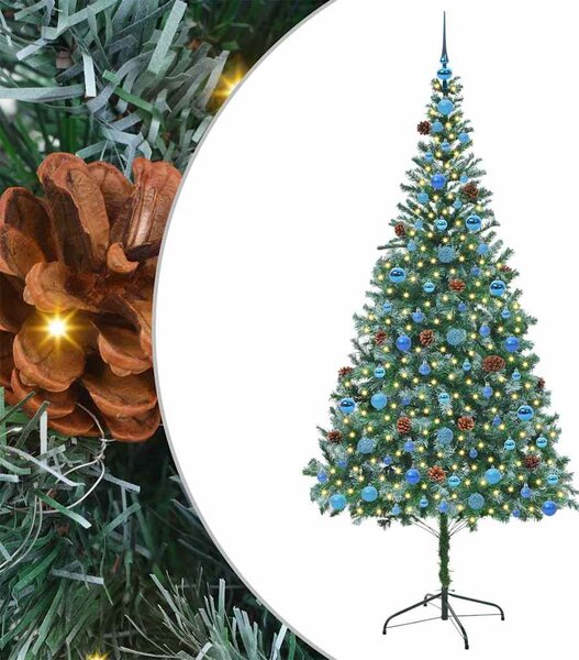 Sztuczna choinka z 300 diodami LED Zielony 210 cm PVC i stal