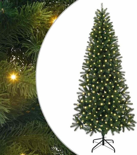 Sztuczna choinka z 300 diodami LED Zielony 180 cm PE i PVC